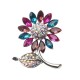 Elegant Colorful Crystal Rhinestone Sunflower Brooch Exquisite Pin for Men and Women