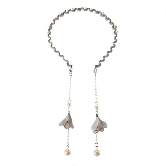 Elegant Hair Band Sweet Flower Pearl Pendant Fake Earrings Headbrand Hair Accessories for Women Girl Elegant Hair Band Sweet Flower Pearl Pendant Fake Earrings Headbrand Hair Accessories for Women Girl