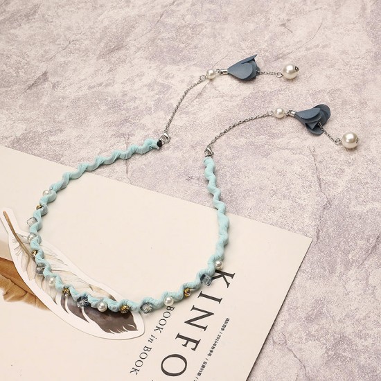 Elegant Hair Band Sweet Flower Pearl Pendant Fake Earrings Headbrand Hair Accessories for Women Girl Elegant Hair Band Sweet Flower Pearl Pendant Fake Earrings Headbrand Hair Accessories for Women Girl