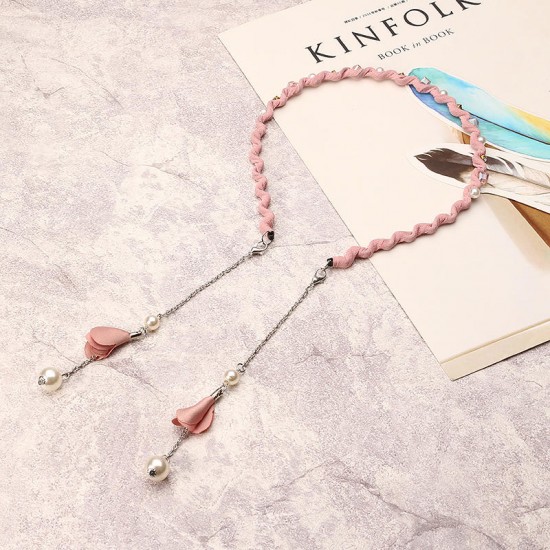 Elegant Hair Band Sweet Flower Pearl Pendant Fake Earrings Headbrand Hair Accessories for Women Girl Elegant Hair Band Sweet Flower Pearl Pendant Fake Earrings Headbrand Hair Accessories for Women Girl