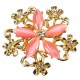 Gold Plated Flower Opal Inlay Crystal Brooch Pin For Women