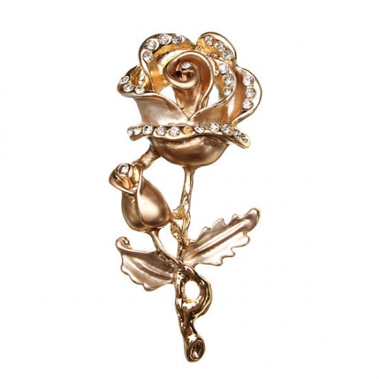 Multicolor Rhinestone Rose Flower Brooch Pins For Women