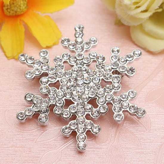 Snowflake Rhinestone Crystal Alloy Brooch Pin For Women