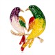 Sweet Birds Brooches Rhinestones Colorful Oil Painting Birds Colthing Brooch Pin for Women Men