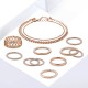 12 Pcs of Gold Plated Hollow Rings Chain Bracelets Jewelry Set