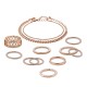 12 Pcs of Gold Plated Hollow Rings Chain Bracelets Jewelry Set
