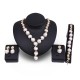 18K Gold Plated Necklace Pearl Earrings Ring Rhinestone Wedding Party Jewelry Set for Women