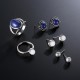 5 Pcs of Gold Silver Plated Gem Rings Crystal Earrings Jewelry Set