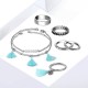 7 Pcs of Silver Plated Tassels Artificial Pearls Rings Bracelets Jewelry Set