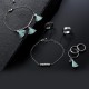 7 Pcs of Silver Plated Tassels Artificial Pearls Rings Bracelets Jewelry Set