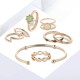 8 Pcs of Gold Silver Plated Crystal Rings Women Bracelets Jewelry Set