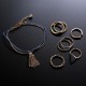 9 Pcs of Gold Silver Plated Rings Women Tassels Bracelets Jewelry Set