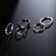 9 Pcs of Silver Plated Rings Crystal Earrings Geometric Necklace Jewelry Set