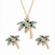 African Coconut Tree Earring Necklace Set Rhinestone Tropical Style Jewelry Set For Women