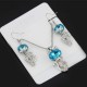 Austria Crystal Naughty Cat Platinum Rhinestone Necklace Earrings Jewelry Set