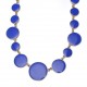 Blue Enamel Round Flat Necklace Earrings Jewelry Set Simple Style for Women