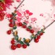 Sweet Red Cherry Earrings Necklace Jewelry Sets Tassel chandelier Earrings Gift for Women Sweet Red Cherry Earrings Necklace Jewelry Sets Tassel chandelier Earrings Gift for Women