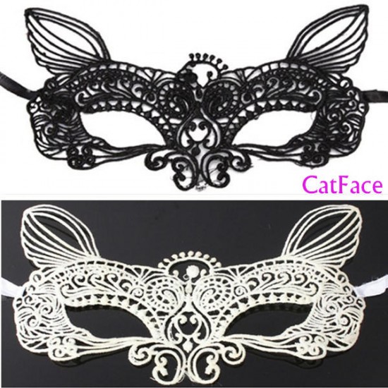 Black White Sexy Lace Eye Cat Face Mask Masquerade Party