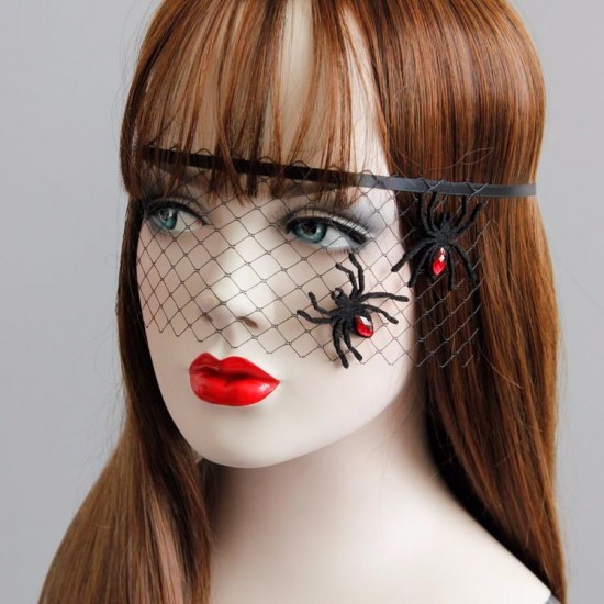 Sexy Black Lace Cosplay Masquerade Mask Spider Evil Mask