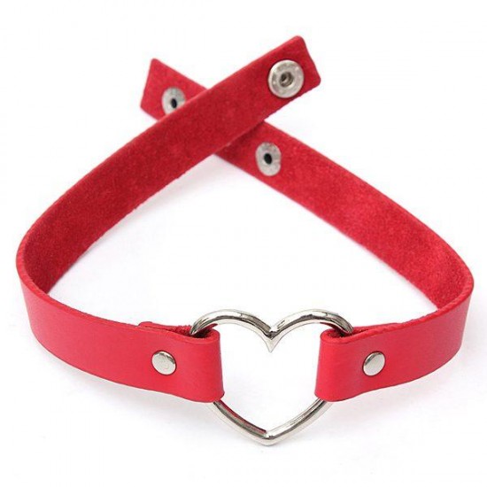 1CM Width Punk Gothic Metal Heart Leather Choker Collar Necklace Only for Wholesale