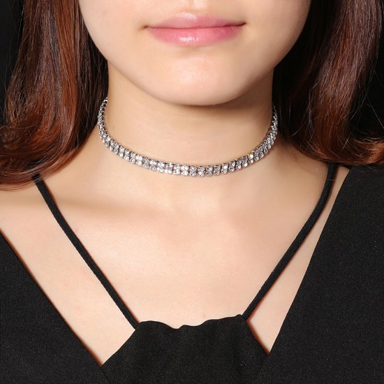 3 Styles Sexy Shiny Rhinestone Necklace Simple Zinc Alloy Choker Clothing Accessories