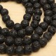 8mm Black Round Volcano Stone Beads Buddhist Necklace Unisex