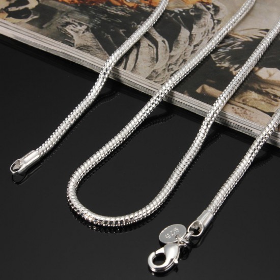 925 Silver Plated 3MM Simple Snake Unisex DIY Necklace Chain