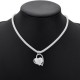 925 Silver Plated Inlaid Heart Pendant Net Chain Necklace For Women