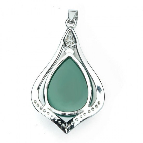 925 Silver Zircon Crystal Chalcedony Pendant For Necklace Chain