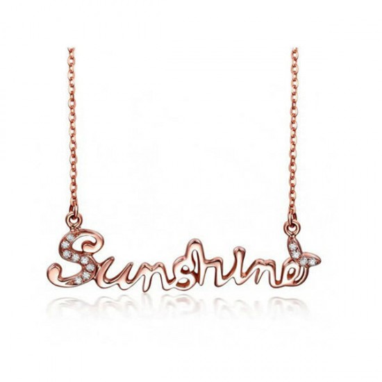 925 Sterling Silver Sunshine Letter Word Women Necklace Chain Jewelry