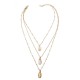 African Style Shell Multi-Layer Necklace Gold Metal Conch-inlaid Gold-rimmed Cavicle Chain Necklace