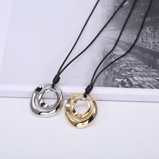 Alloy Necklace Double Circle Personality Simple Fashion Pendant for Women