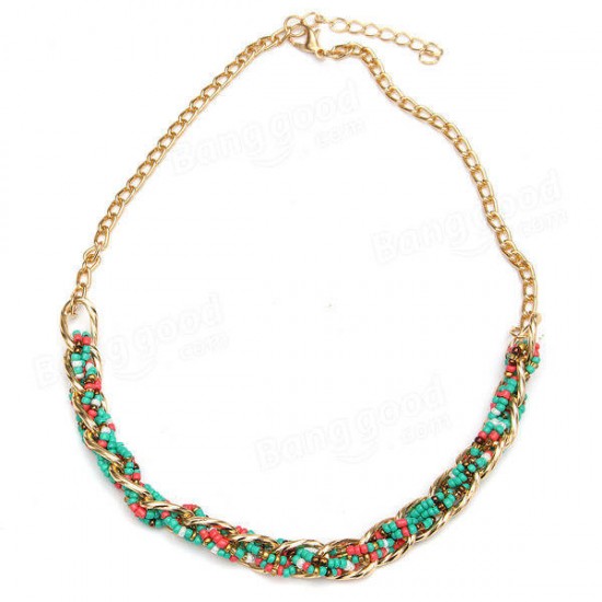 Alloy Winding Bead Statement Women Jewelry Necklace