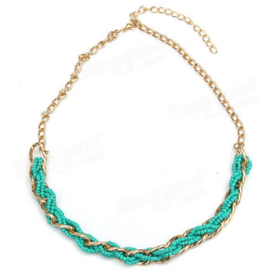 Alloy Winding Bead Statement Women Jewelry Necklace