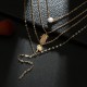 Boehmian Multilayer Gold Necklace Pineapple Coconut Tree Tassels Pendant Necklace for Women