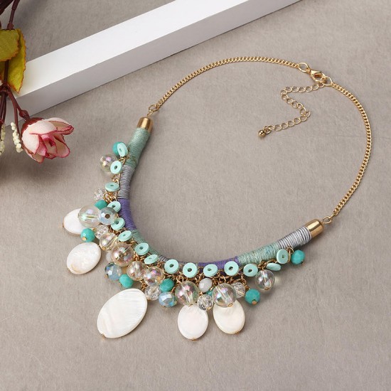 Bohemian Gold Trendy Party Shell Crystal Necklace Clothing Accessories for Women