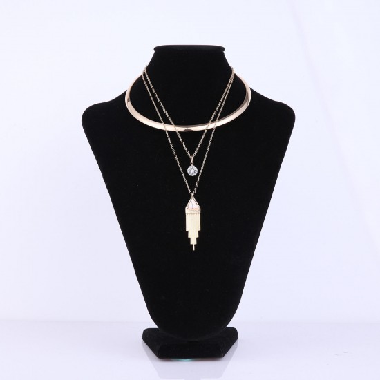 Bohemian Turquoise Crystal Tassel Collar Chain Multilayer Pendant Necklace Gift For Women