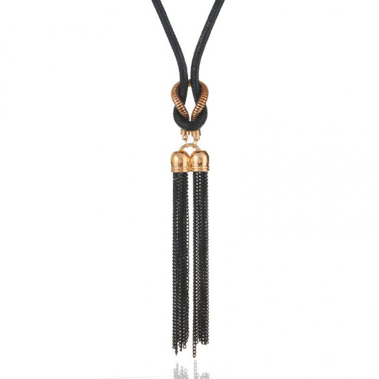 Ethnic Pendant Long Necklace Tassel Double Pendants Wax Rope Necklace Colthing Accessories for Women Ethnic Pendant Long Necklace Tassel Double Pendants Wax Rope Necklace Colthing Accessories for Women