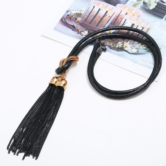 Ethnic Pendant Long Necklace Tassel Double Pendants Wax Rope Necklace Colthing Accessories for Women Ethnic Pendant Long Necklace Tassel Double Pendants Wax Rope Necklace Colthing Accessories for Women
