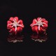 1 Pair Elegant Brilliant Blue Red Blooming Flowers Golden Rhinestones Stud Earrings