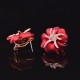 1 Pair Elegant Brilliant Blue Red Blooming Flowers Golden Rhinestones Stud Earrings