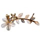 1pc Gold Plated Opal Rhinestone Flower Leaf Ear Clip Cuff Earrings