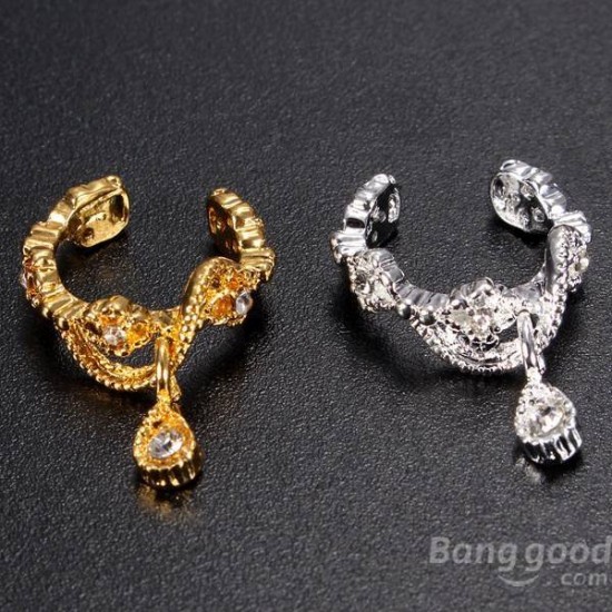 1pc Rhinestone Crown Wrap Ear Cuff Earring Hook No Piercing