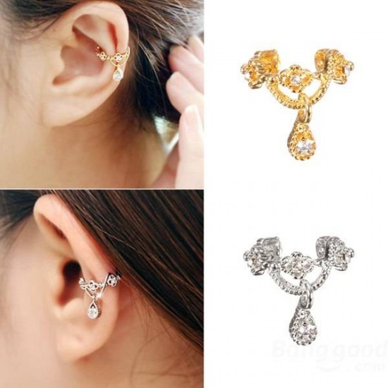 1pc Rhinestone Crown Wrap Ear Cuff Earring Hook No Piercing