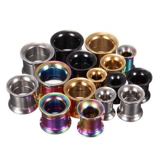1pc Stainless Steel Flared Ear Plug Hollow Expander Tunnel Piercing