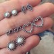 5Pcs Love Pearls Openwork Leaves Leaves 8 Character Stud Earring