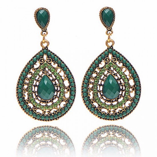 Bohemian Water Drop Diamond Earring Rhinestone Shiny Ear Drop For Women