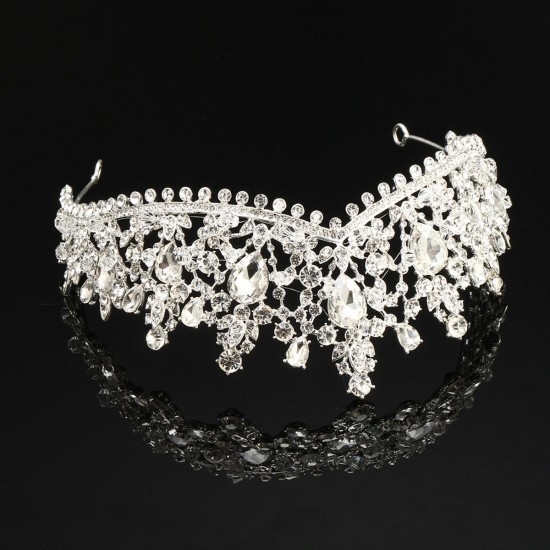 7cm High Large Adult Drip Crystal Wedding Bridal Party Pageant Prom Tiara Crown Hair Accessories