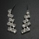 Bridal Square Crystal Thick Chain Necklace Earrings Jewelry Set White