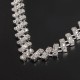 Bridal Square Crystal Thick Chain Necklace Earrings Jewelry Set White